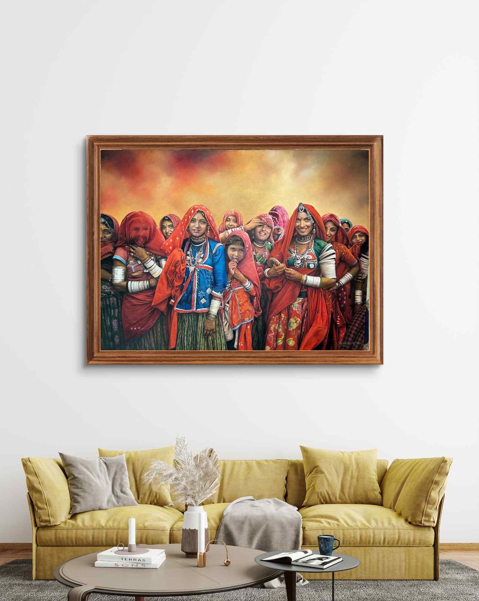 Kalbelia Beauties, Oil Painting, Realistic, Home decor, Wall decor, Artwork, Handpainted, Art, Painting, VistaPallette