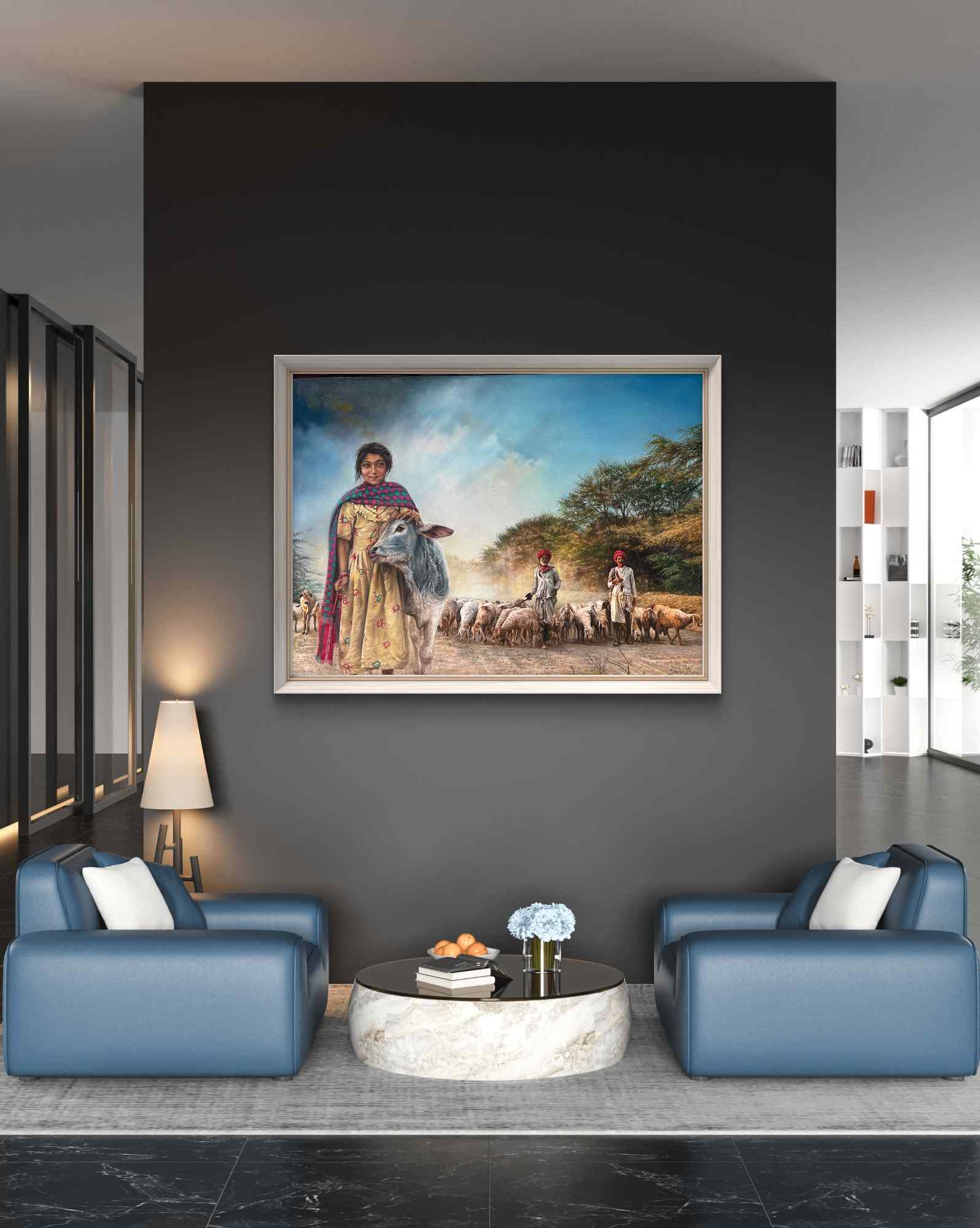 Way to education, Oil Painting, Realistic, Home decor, Wall decor, Artwork, Handpainted, Art, Painting, VistaPallette