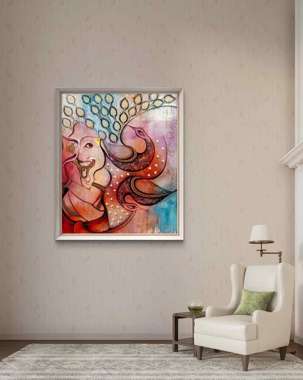 GANESHA, Modern, Religious, Home decore, Wall decore, Artwork, Handpainted, Art, Painting, VistaPallett