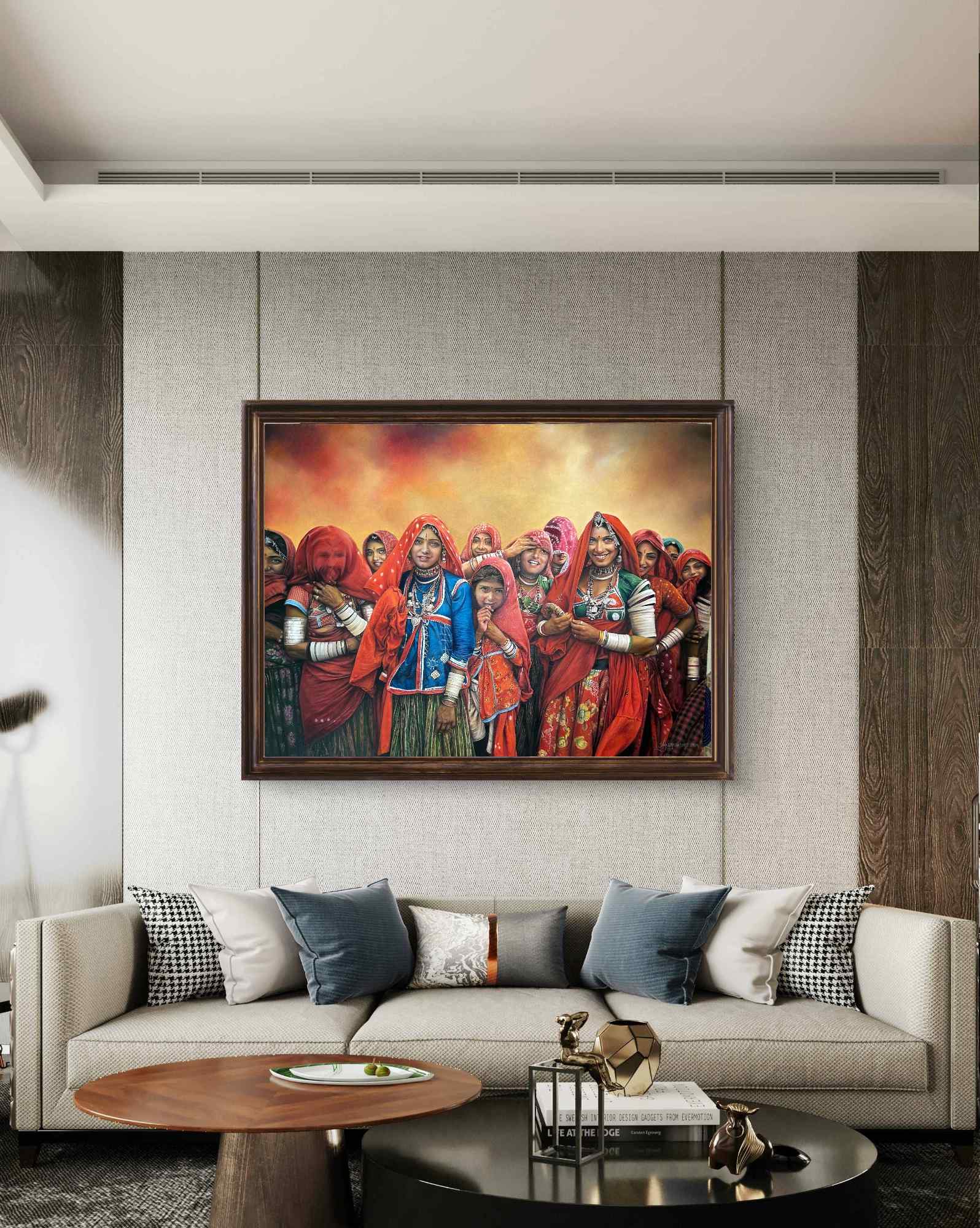 Kalbelia Beauties, Oil Painting, Realistic, Home decor, Wall decor, Artwork, Handpainted, Art, Painting, VistaPallette
