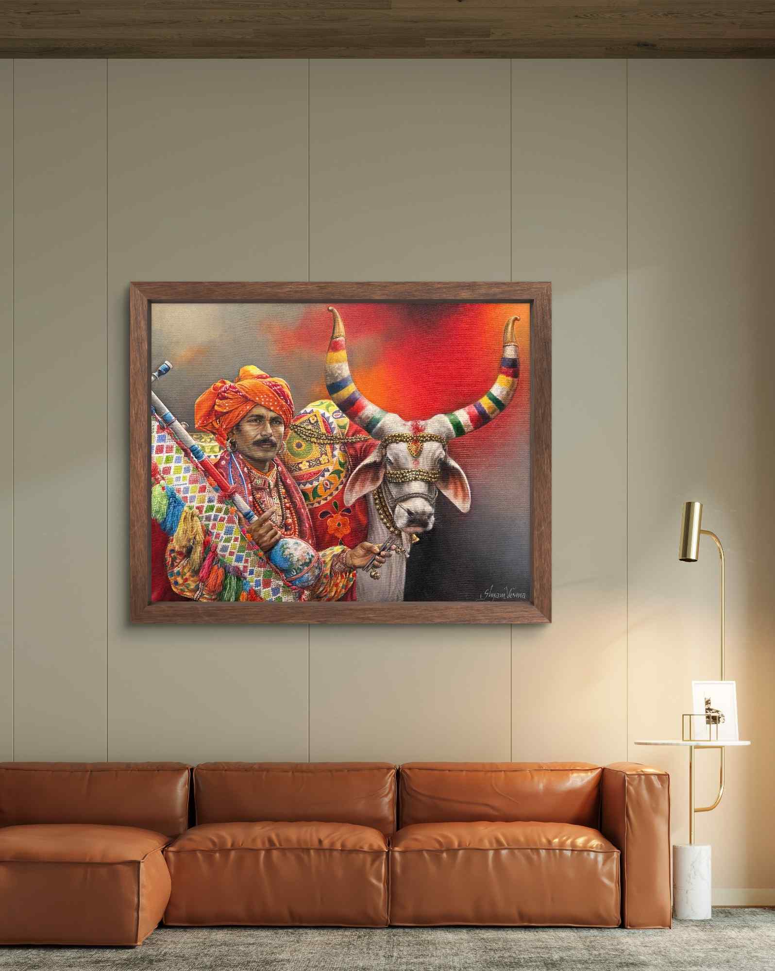 Ankole Nandi, Oil Painting, Realistic, Nature, Religious, Wall decor, Artwork, Handpainted, Art, Painting, VistaPallette
