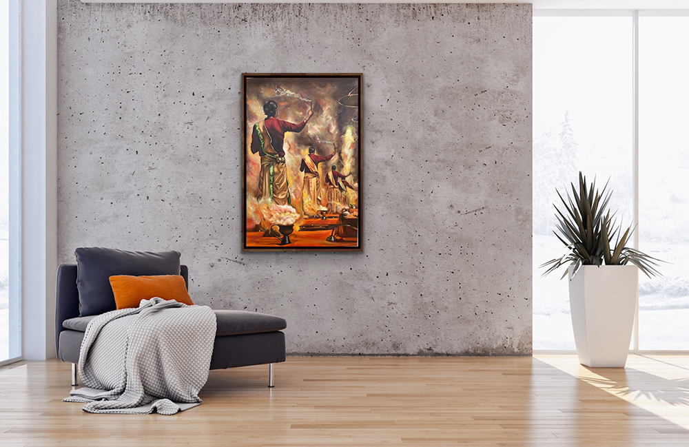 Varanasi Ganga Aarti, Oil painting, Religious, Home decor, Wall decor, Artwork, Handpainted, Art, Painting, VistaPallett