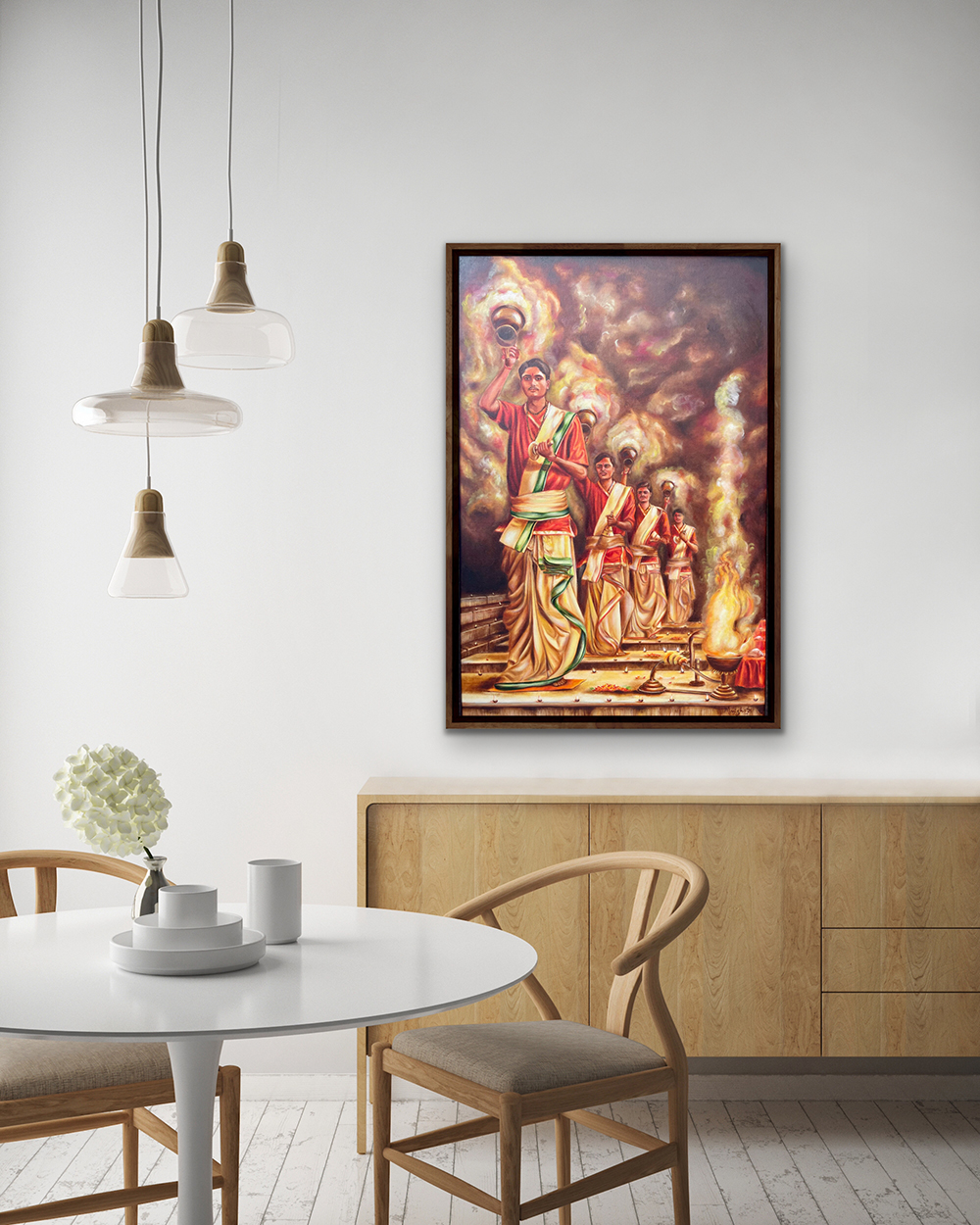 Varanasi Ganga Aarti, Oil painting, Religious, Home decor, Wall decor, Artwork, Handpainted, Art, Painting, VistaPallett