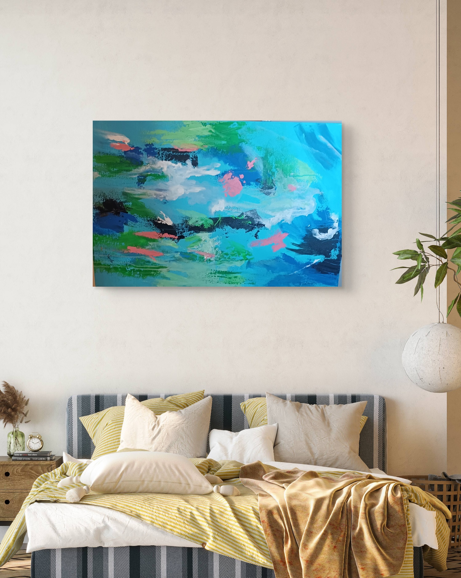 Reflections of water, Acrylic, Modern, Abstract, Home decor, Wall decor, Artwork, Handpainted, Art, Painting, VistaPallette
