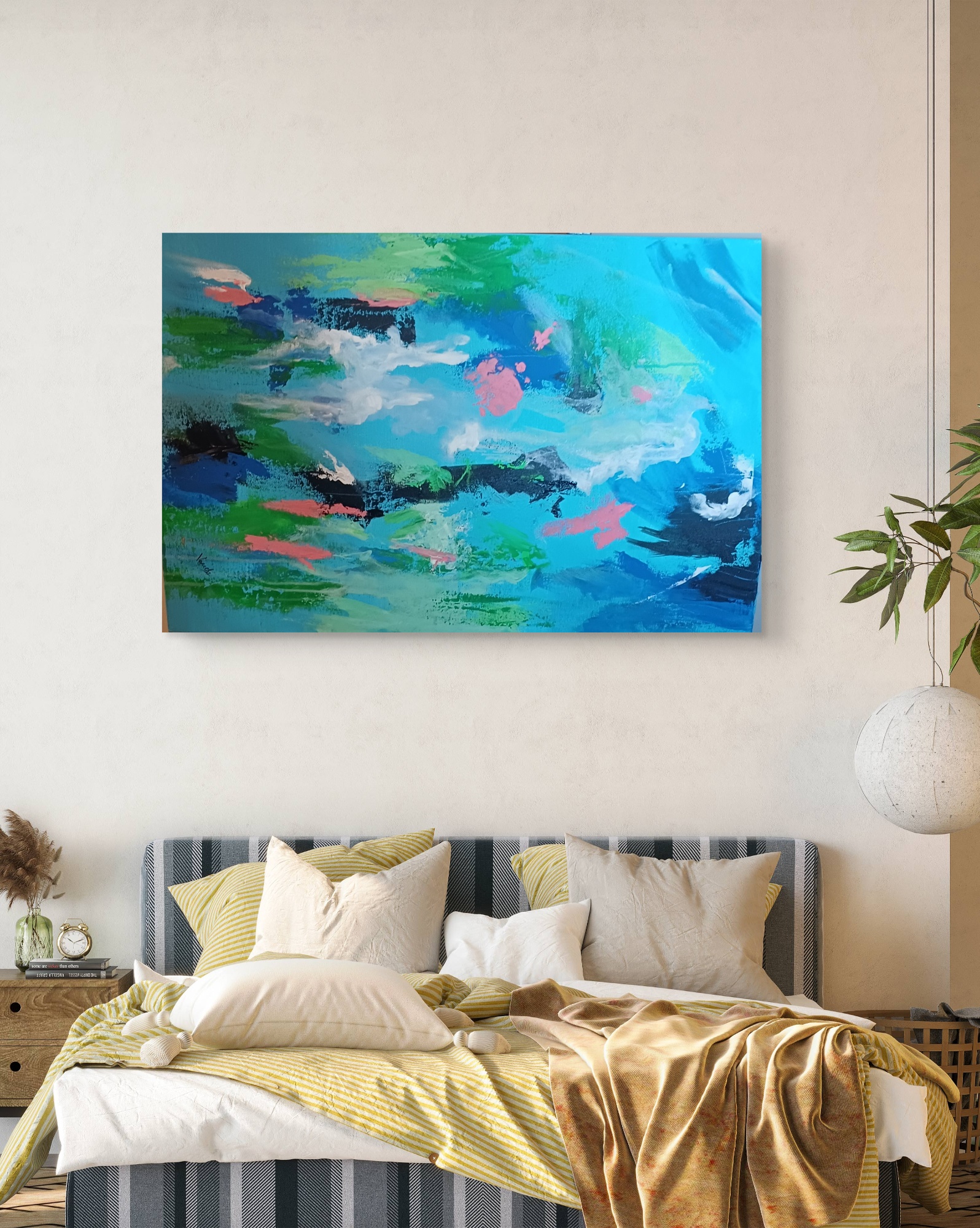 Reflections of water, Acrylic, Modern, Abstract, Home decor, Wall decor, Artwork, Handpainted, Art, Painting, VistaPallette