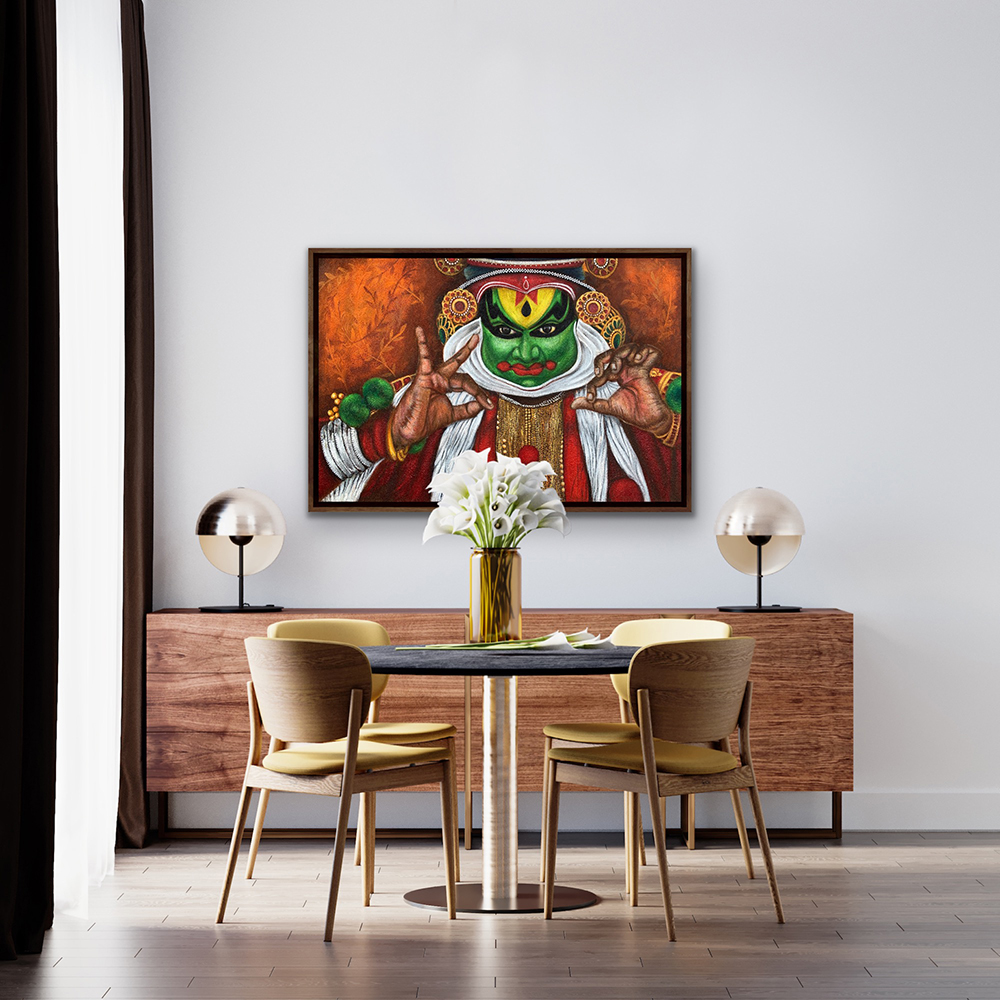 Kathakali – The Indian Ballet, Mixed media art, Contemporary art, Artwork, Home Decor, Handpainted, Art, Painting, VistaPallett