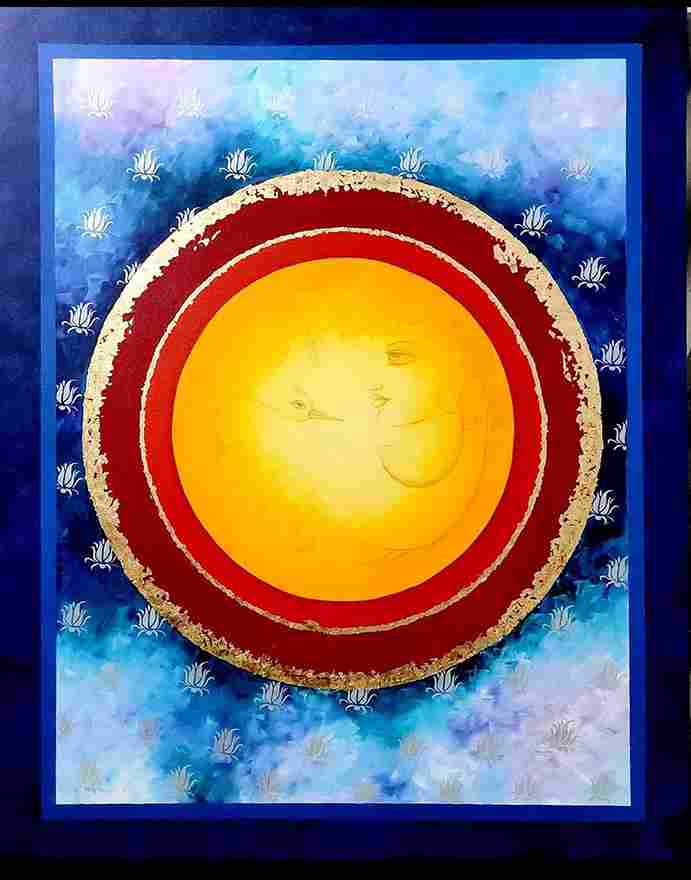 GAYAN MANDALA, Mixed media, Abstract, Religious, Home decore, Wall decore, Artwork, Handpainted, Art, Painting, VistaPallette