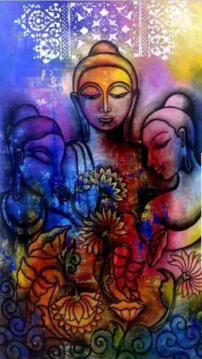 ANTAH-PRAMOD, Mixed media, Abstract, Religious, Home decore, Wall decore, Artwork, Handpainted, Art, Painting, VistaPallett