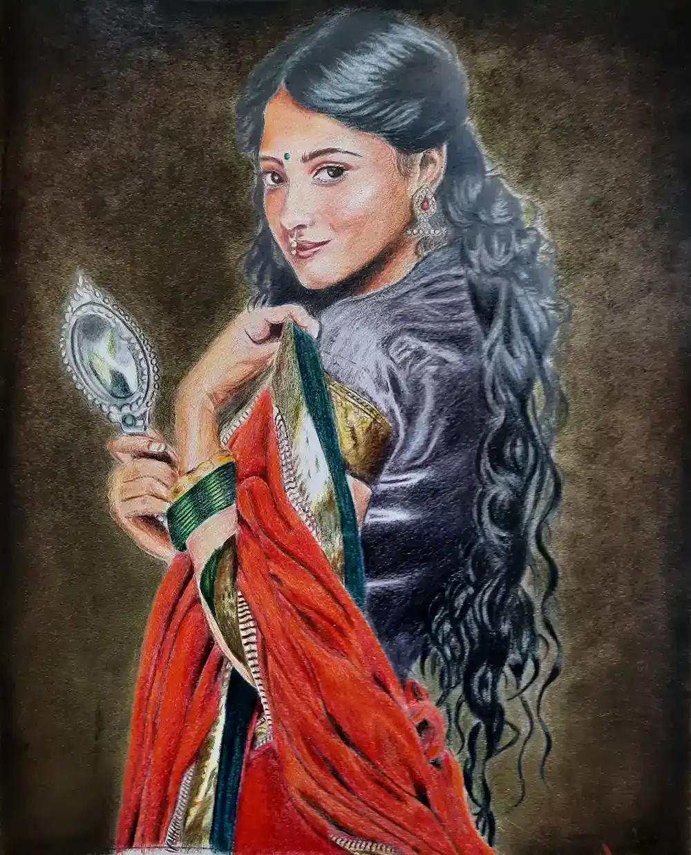Adaah, Pencil color painting, Realistic, Home decor, Wall decor, Artwork, Handpainted, Art, Painting, VistaPallette
