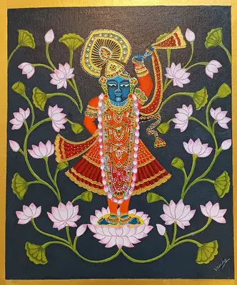 Shree Nath Ji Divine Abode, Acrylic, Religious, Home decor, Wall decor, Artwork, Handpainted, Art, Painting, VistaPallett