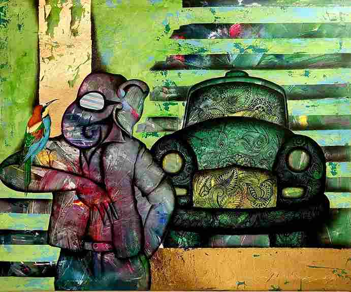CHILDHOOD, Mixed media, Modern Abstract, Religious, Home decore, Wall decore, Artwork, Handpainted, Art, Painting, VistaPallett