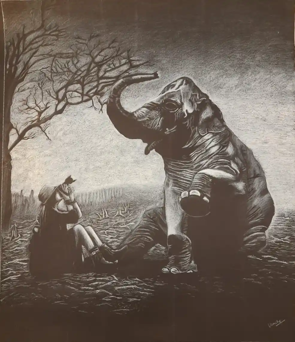 Enchanted Encounter, Pencil painting, Realistic, Nature, Home decore, Wall decore, Artwork, Handpainted, Art, Painting, VistaPallett