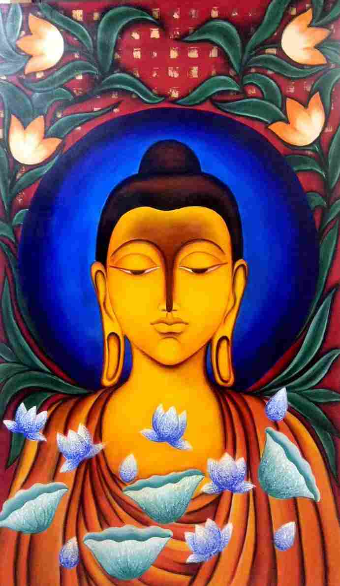 ANTAH-CHETNA, Mixed media, Abstract, Religious, Home decore, Wall decore, Artwork, Handpainted, Art, Painting, VistaPallett